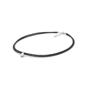Colier dublu cu spinel negru fatetat si pandantiv argint cu cristal teardrop DiAmanti 262-20C-G (Argint 925‰ 1,7 g.)